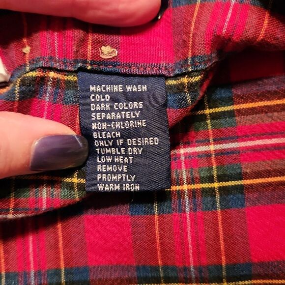 Ralph Lauren Chaps Long Sleeve Button Down Shirt, Medium, Red Green Plaid - Picture 8 of 8